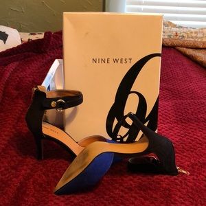 Nine West Shoes - Leather blue and black zipper back pumps Nine West Shoes - Leather blue and black zipper back pumps